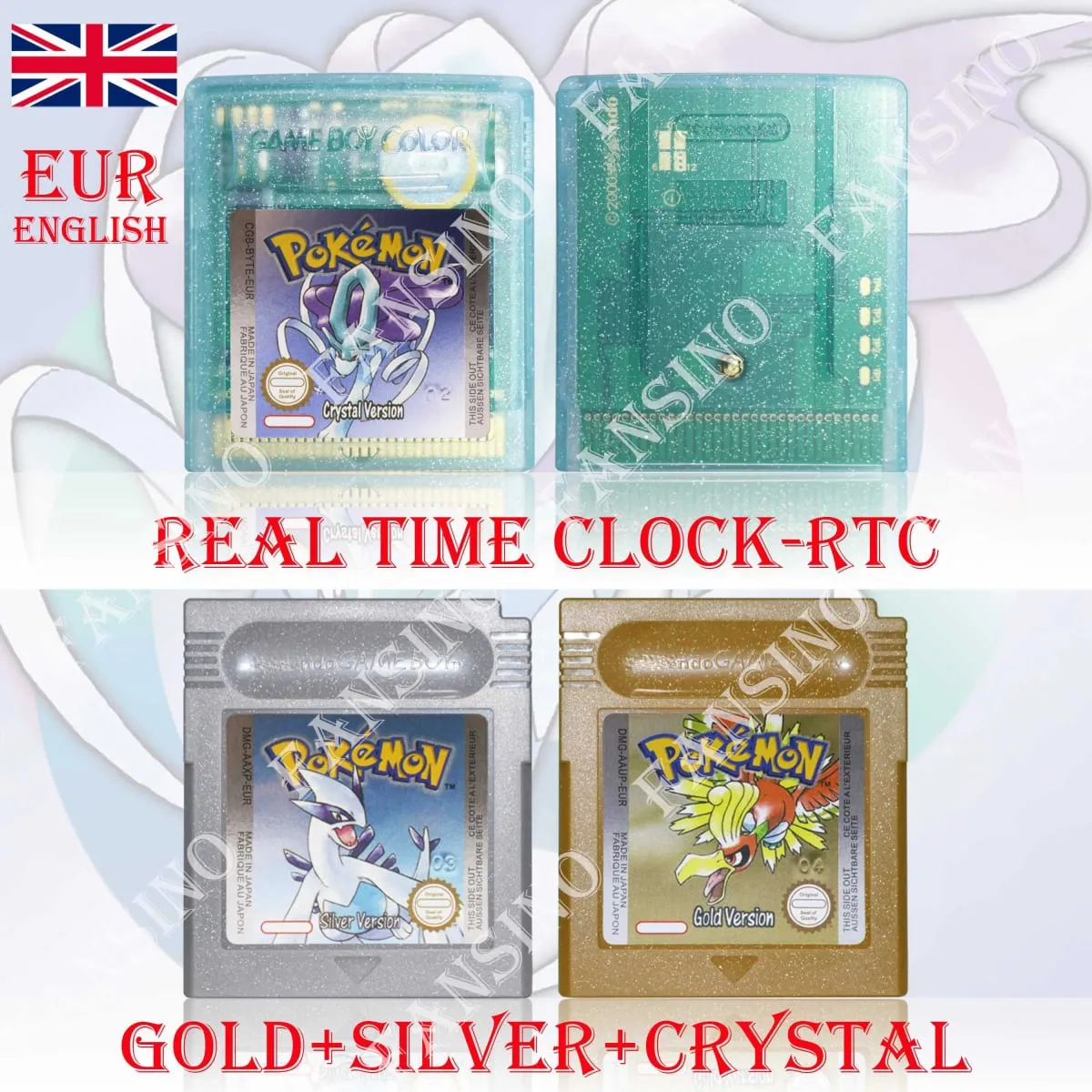 GB/GBC Echtzeituhr Pokemon Crystal/Gold/Silver Version Videospielkassette mit Batterie USA/NOE/FRA/ESP/ITA Version — image 25