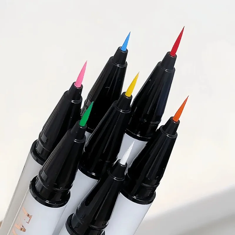 Flüssiger, mattierter, türkisfarbener Eyeliner, ultrafeiner, schwarz-weißer Eyeliner, wasserfest, einfach zu färbender, regenbogenfarbener Eyeliner, Augen-Make-up — image 6