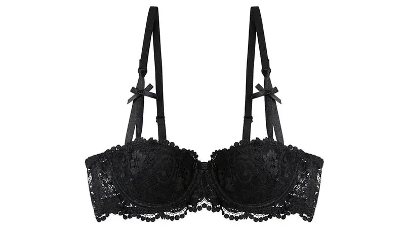 Set reggiseno di pizzo natalizio - Bralette velata nera e rossa Mezza coppa ultra sottile Puro desiderio Look Tushy intimo Lingerie per feste di Natale — image 8