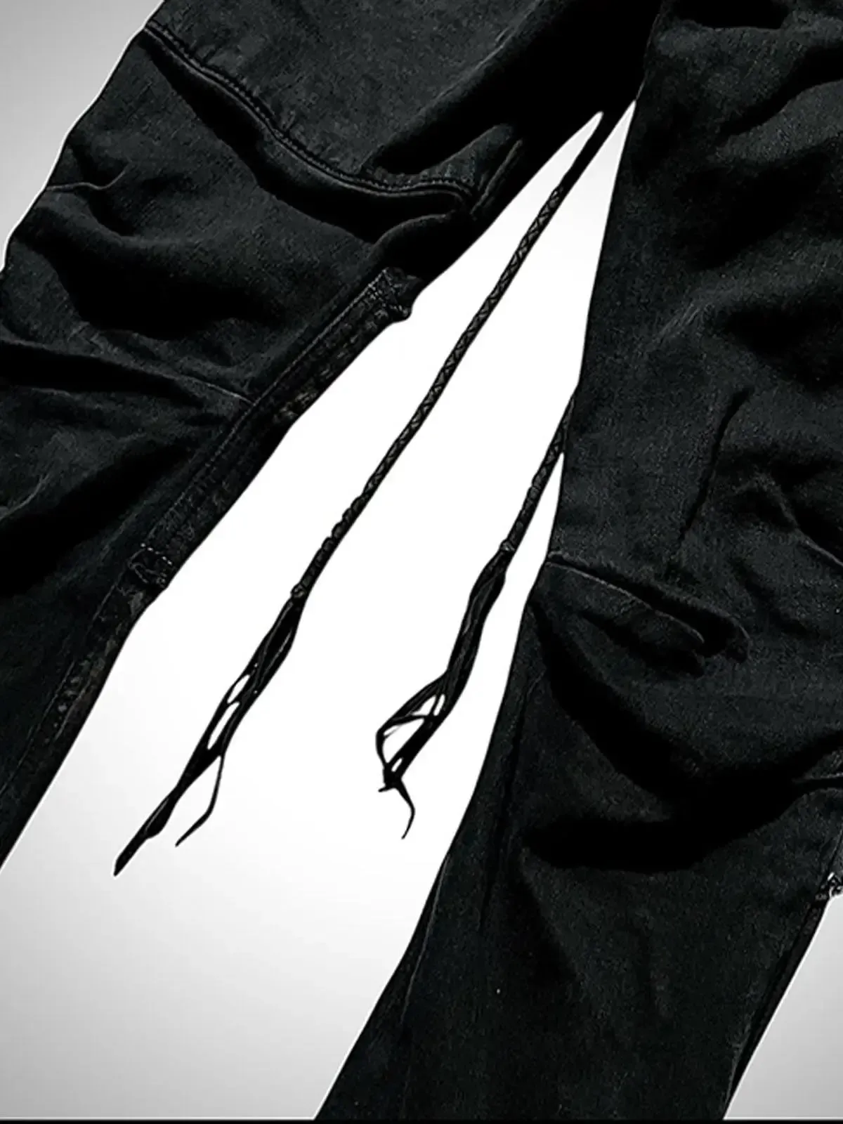 Ifsixwasnine Vision seprané pruhované šněrovací slim-fit stahovací džíny — image 4