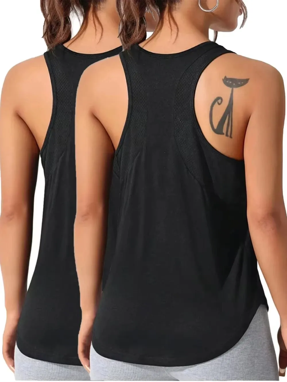 Hauts sans manche pour femmes, couleur unie, séchage rapide, gilet de sport d'été, ample, respirant, doux, vêtements de plein air, débardeur basique pour femmes — image 12