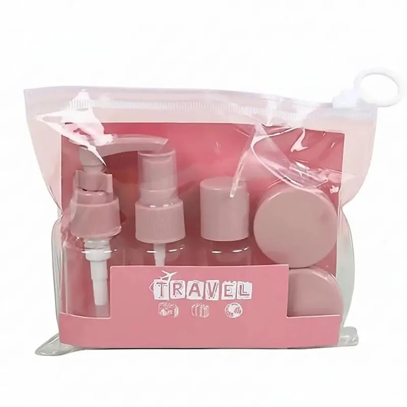 Kit da 7 flaconi da viaggio Contenitori da toilette portatili a prova di perdite Bottiglie cosmetiche trasparenti da viaggio per lozione Shampoo Crema