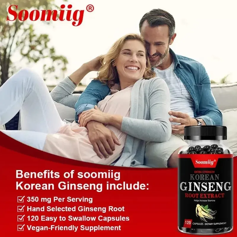 โสมเกาหลีที่แข็งแกร่ง 120 แคปซูลมังสวิรัติ Energy Stamina & Focus + หน่วยความจำและประสิทธิภาพทางจิตสำหรับผู้ชายและผู้หญิง — image 3