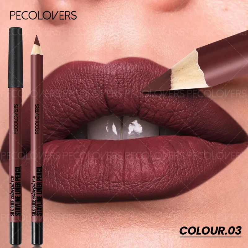 Matte Lipliner Kontur Bibir Belakang Kedua Bibir Gebu dan Menawan Tidak Mengeringkan Kosmetik Bibir Kalis Air Sesuai untuk Pemula — image 10