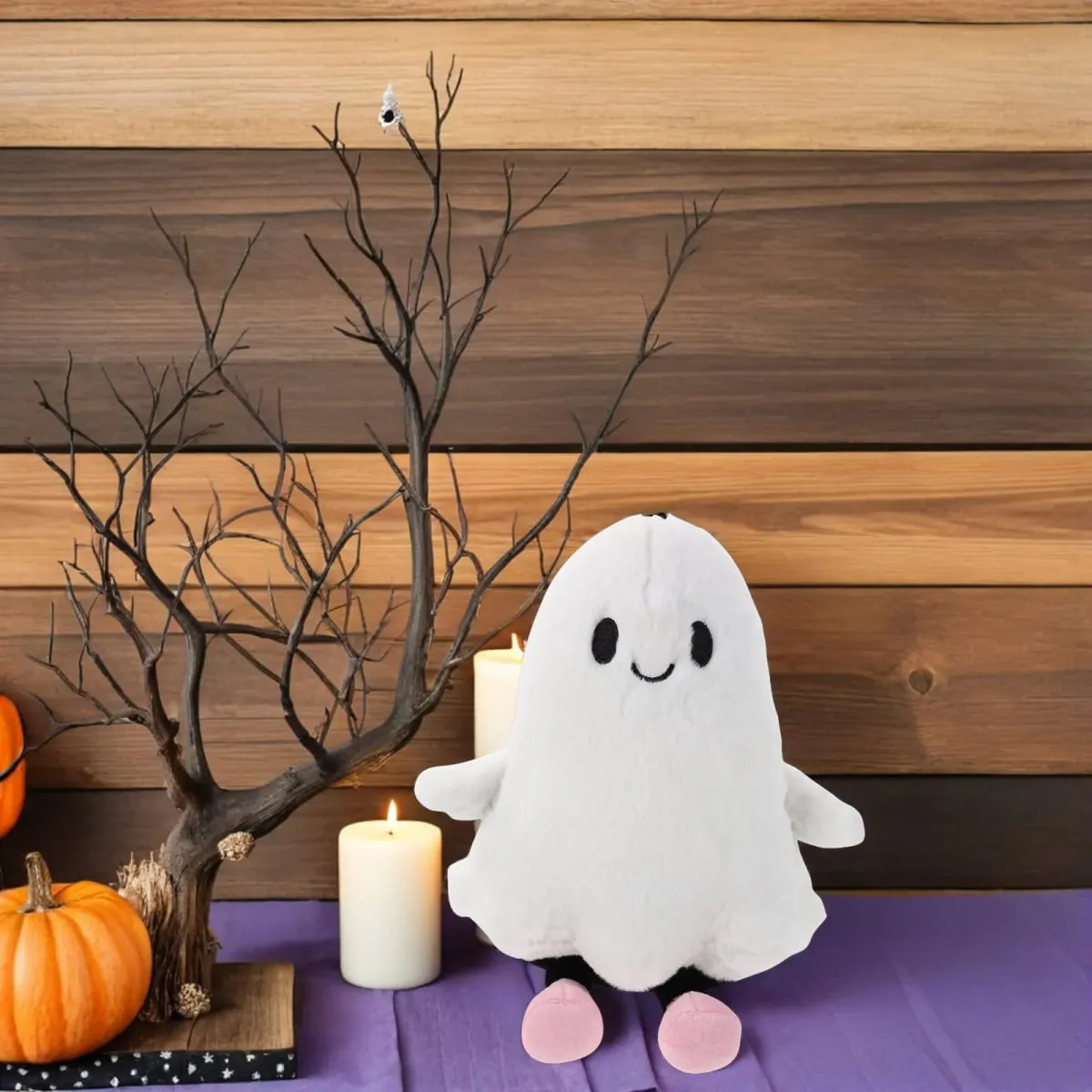 Cuscino decorativo bianco imbottito con fantasma di Halloween, morbido e imbottito, per divano letto da interno, per bomboniere di Halloween — image 4