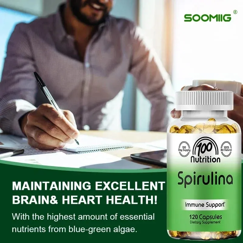 Spirulina Softgels Organic Superfood Algae - Supports Cardiovascular and Immune System Health Powerful Antioxidant — image 4