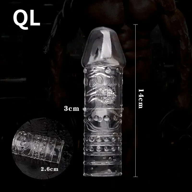 4 Arten Kristall Penishülle 14 cm Peinis Extender Erweiterung Kondome Verzögerung Ejakulation Sexspielzeug für Männer Sex Shop