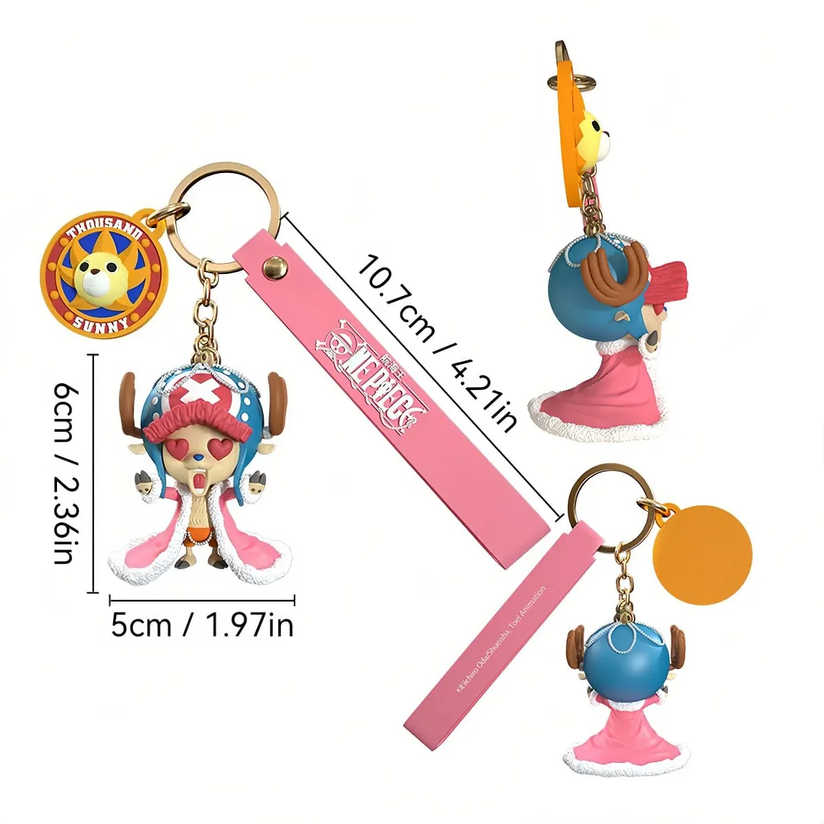 Genuino ONE PIECE Anime Figura Scimmia D Luffy Chopper Cartoon portachiavi Borsa Ornamento Bambole Bambini Regalo di compleanno Giocattolo di Natale Regali — image 2