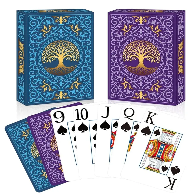 ไพ่ 2 แพ็ค | ไพ่พิมพ์ใหญ่ | ง่ายต่อการสับไพ่โป๊กเกอร์พรีเมี่ยมสำหรับเกมไพ่ Family Game Night Table M
