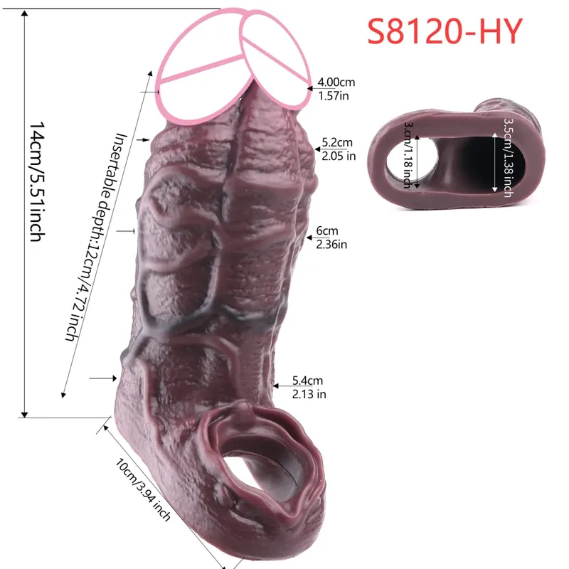 Close Head Realistic Penis Sleeve Sex Toys for Men Delay Ejaculation Dick Extender For Couples Sex Pleasure Sexshop