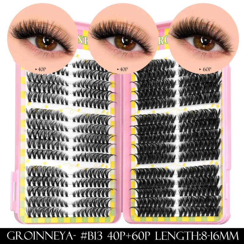 Cluster di ciglia 540 pz 60D + 100D Estensioni delle ciglia 2 stili Misti Lash Book Fluffy Cat Eye Ciglia Ciglia finte Trucco — image 18