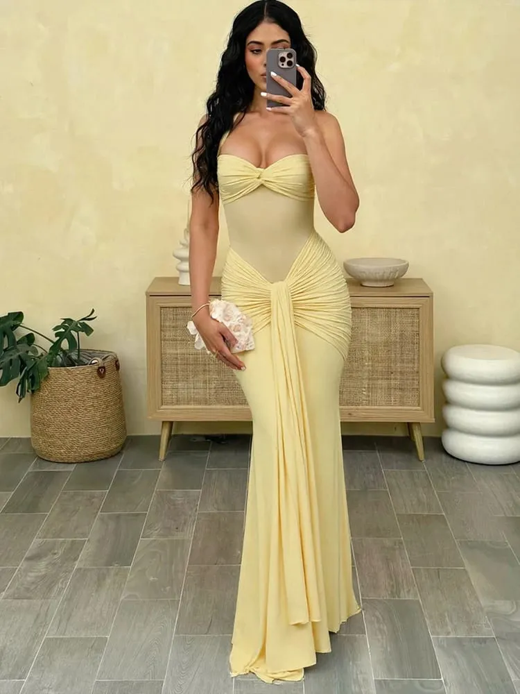 Nibber Halter Mesh Patchwork Dress Women Summer Trend Off Shoulder Backless Ruched Ribbon Midnight Prom Party Hipster Vestidos — image 4