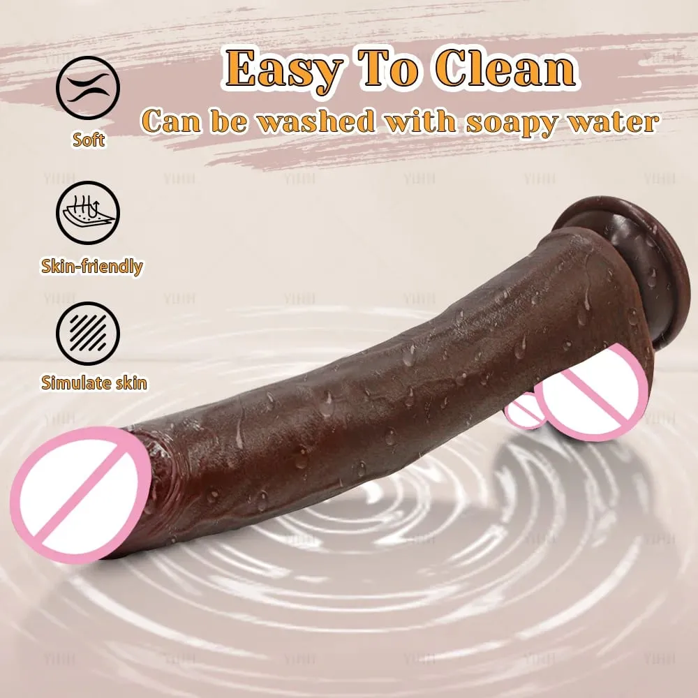 Peau réaliste/gode noir Silicone long pénis énormes godes avec ventouse bite pour femmes Masturbation jouets sexuels anaux pour adultes — image 5