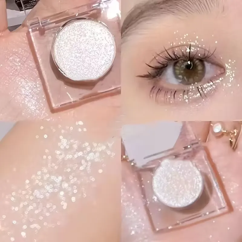 Fard à paupières pailleté longue durée – Finition radieuse haute brillance, effet de mise en valeur instantané, poudre scintillante, maquillage pour les yeux pour les fêtes.