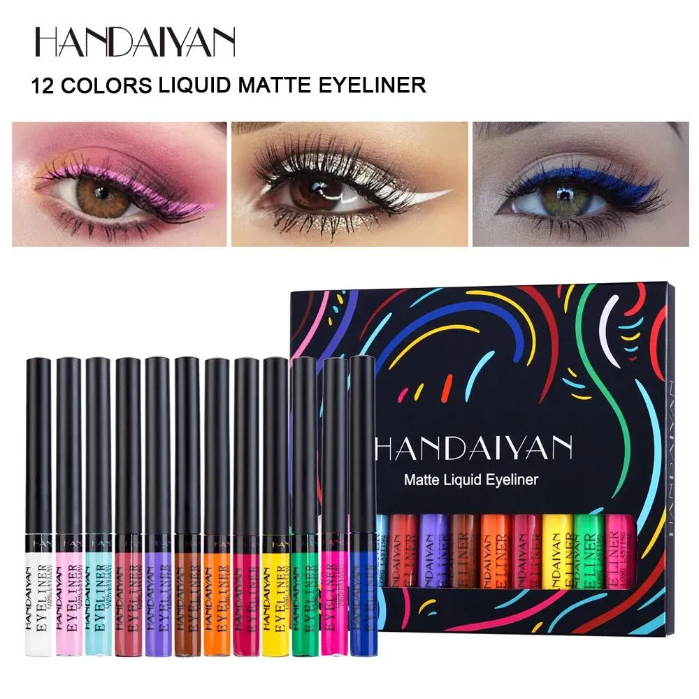 12 Colors Waterproof Eyeliner Pen Set Matte Long Lasting 24 Hours Fluorescent Eye Liner Pencils for Face Makeup Decoration — image 7