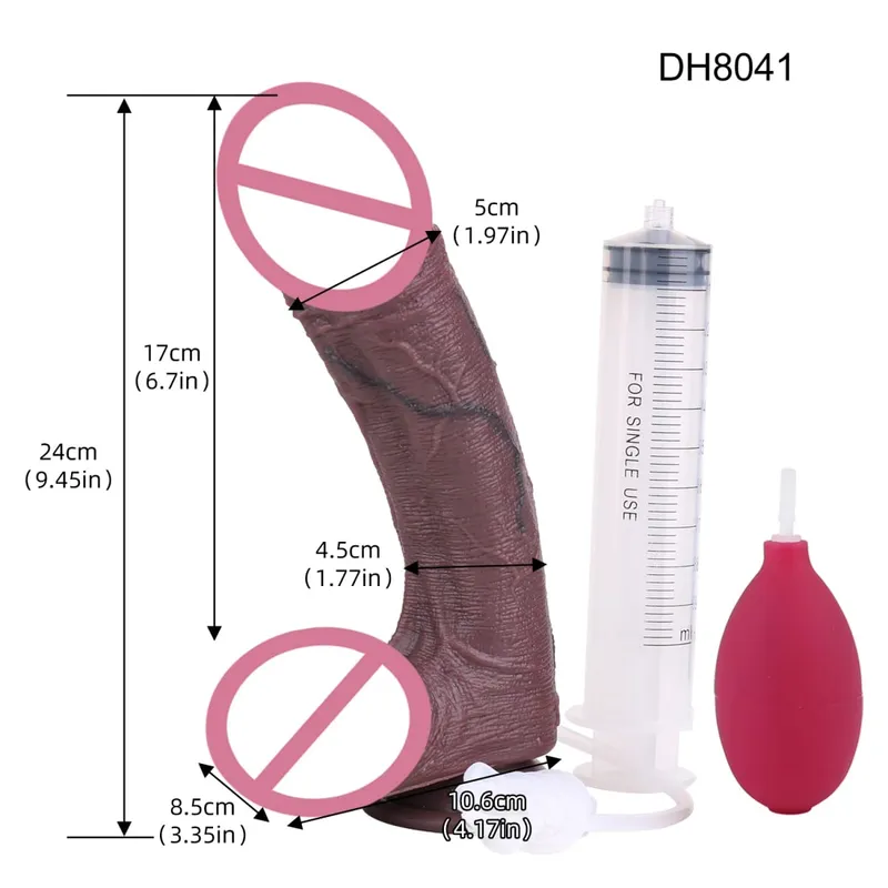 Silicone Sống Động Như Thật Hai Lớp Xuất Tinh Dương Vật Squirting Dài Dương Vật Giả Có Mút Hậu Môn Đồ Chơi Dành Cho Nam Nữ Masturbator — image 8