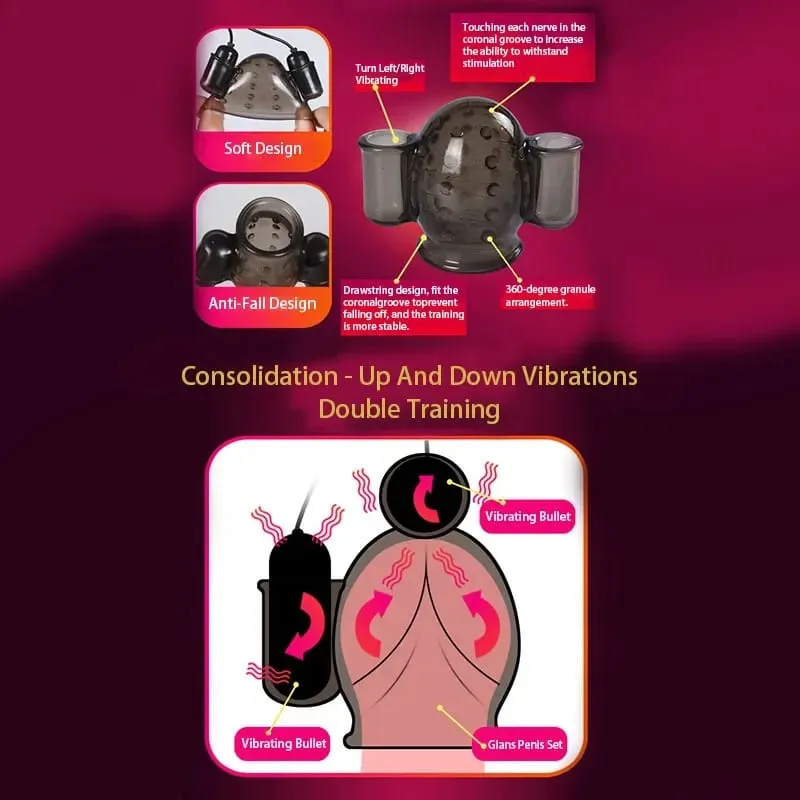 Vibrating Penis Extender Vibrator Glans Stimulator Exercise Delay Sleeve Male Masturbator Bullet Vibrator Adult Sex Toys for Men — image 3
