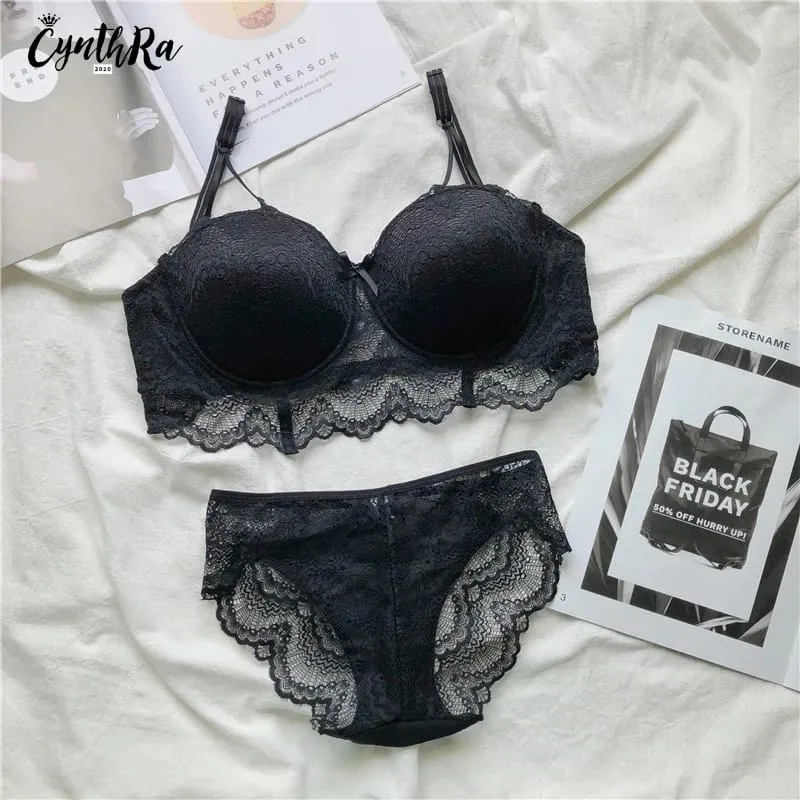 PLUS ขนาด Push Up Bra ชุดเซ็กซี่ชุดชั้นในลูกไม้ปรับ Comfort Thin Soft Breathable ชุดชั้นในสำหรับสตรี — image 3