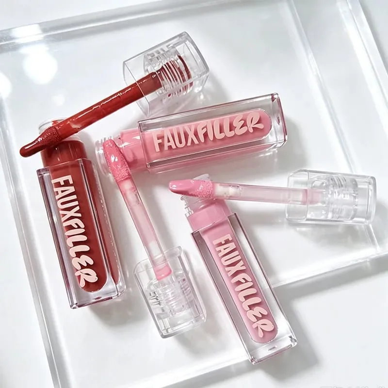 Penjualan Panas Gincu Cermin Bertindak Panjang Pelembap dan Berkhasiat Lip Gloss Matte 4 Color Powder Blusher Kosmetik — image 3