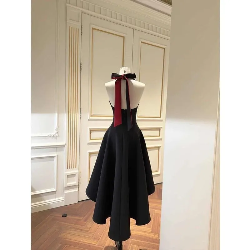 France Elegant Black Patchwork Long Strap Dress Sleeveless Party Style Women Gentle Y2k Vintage Bodycon Spring Summer 2026 — image 3