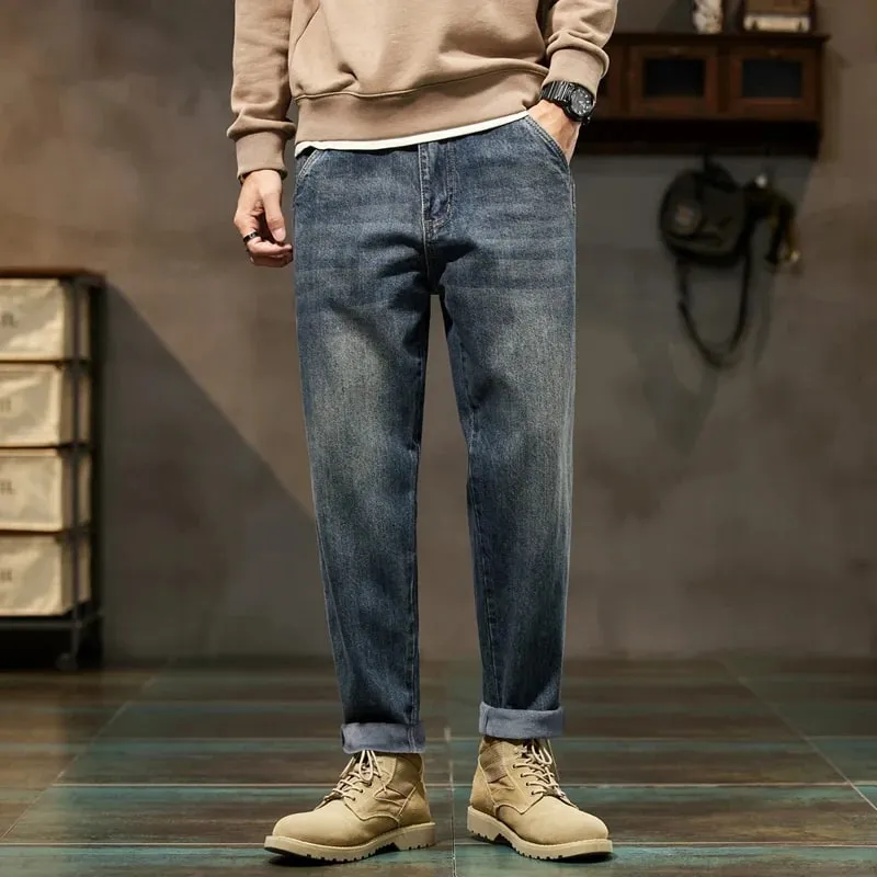 2026 Cargo Jeans Men Harem Pants Loose Baggy Pants Blue Patched Fashion Designer Pockets Trousers Oversized Tapered Streetwear — image 3