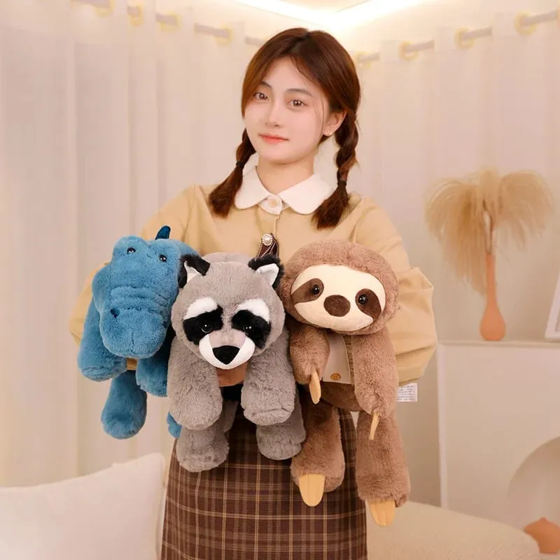 Jouets en peluche doux, raton laveur, Crocodile, paresseux, renard, animaux mignons, oreiller de couchage, coussin en peluche de dessin animé — image 2