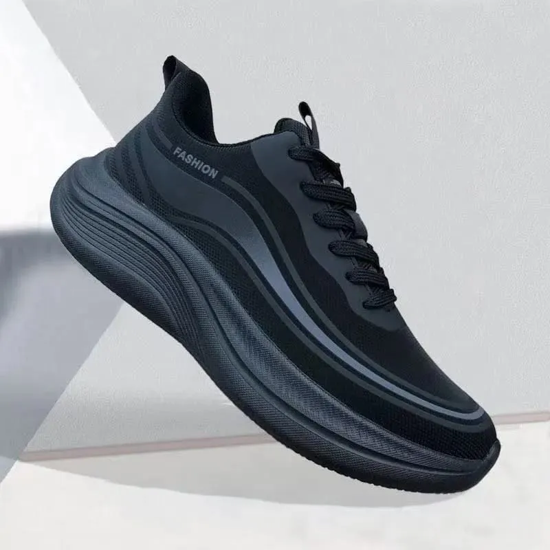 Baskets en maille respirante pour hommes, chaussures de marche légères à semelle épaisse à lacets, chaussures de sport décontractées antidérapantes pour l'extérieur — image 2