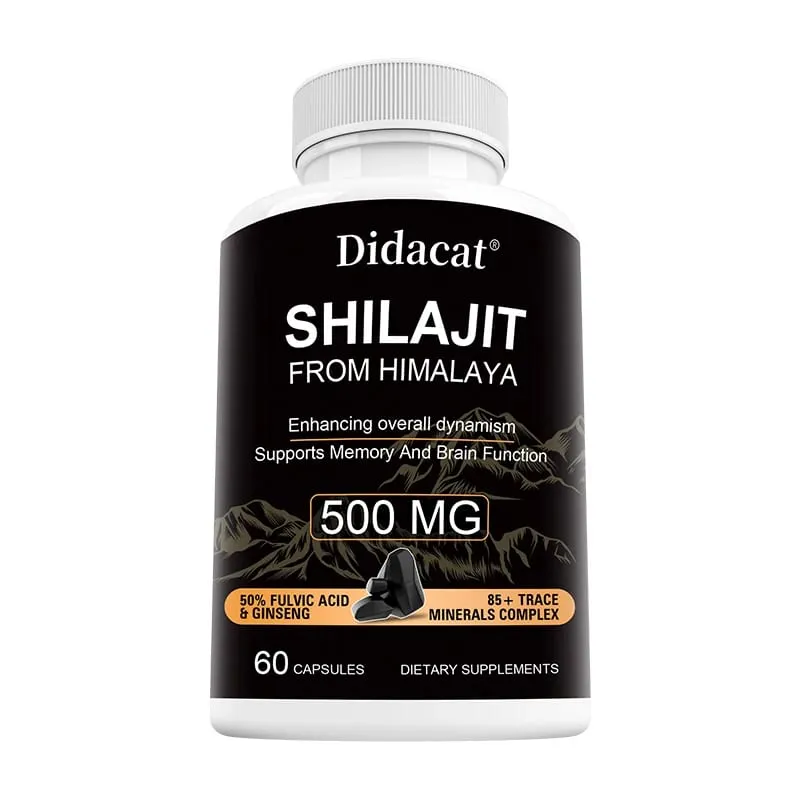 Shilajit with Ginseng Extract 500 Mg Helps Improve Overall Vitality Memory & Brain Function 85+ Trace Mineral Complex