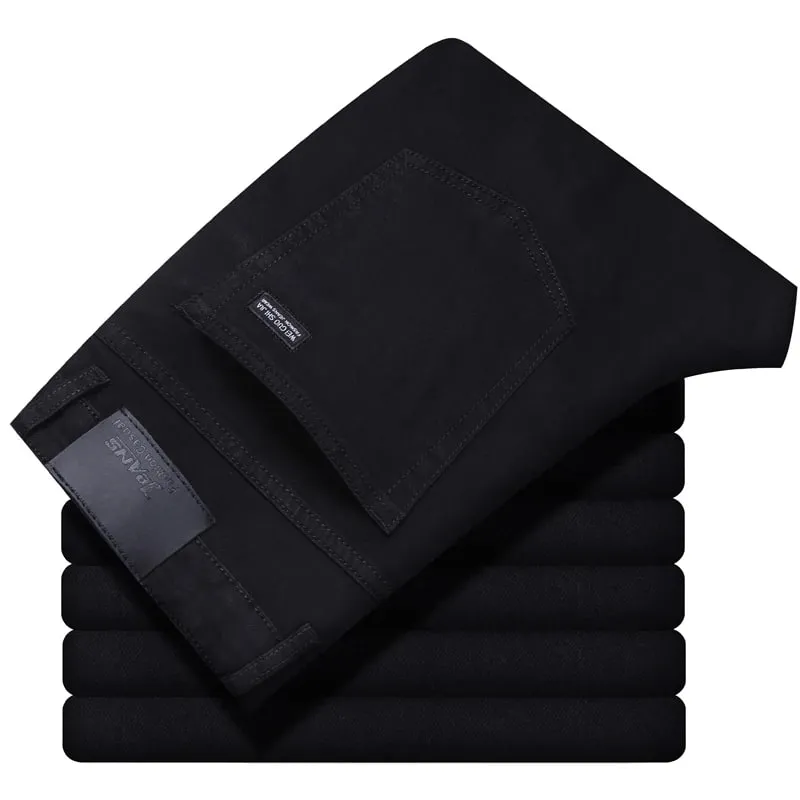 La nueva versión coreana para hombres es suave y cómoda, pantalones vaqueros elásticos de corte Regular, pantalones vaqueros negros de negocios de algodón informales a la moda — image 2