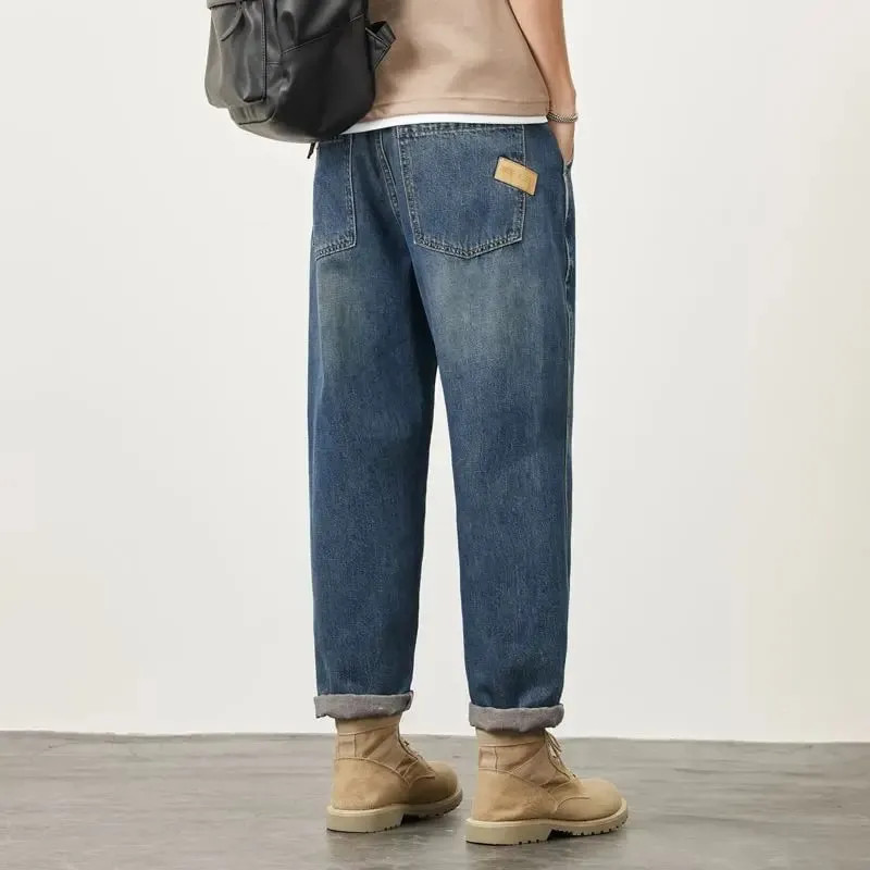 Letní rovné džíny s mikrokuželem pro muže volné Pohodlné a všestranné Ležérní Teenager Trendy Retro kalhoty džíny pro muže — image 2