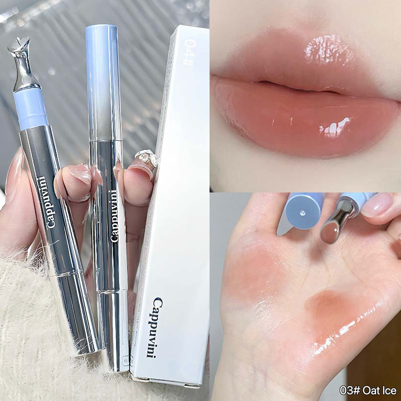 Cermin Esensi Berair Lip Gloss Tahan Lama Tidak Lengket Lipstik Cair Menepuk Jelly Lip Glaze Makeup Pelembab Warna Bibir — image 15