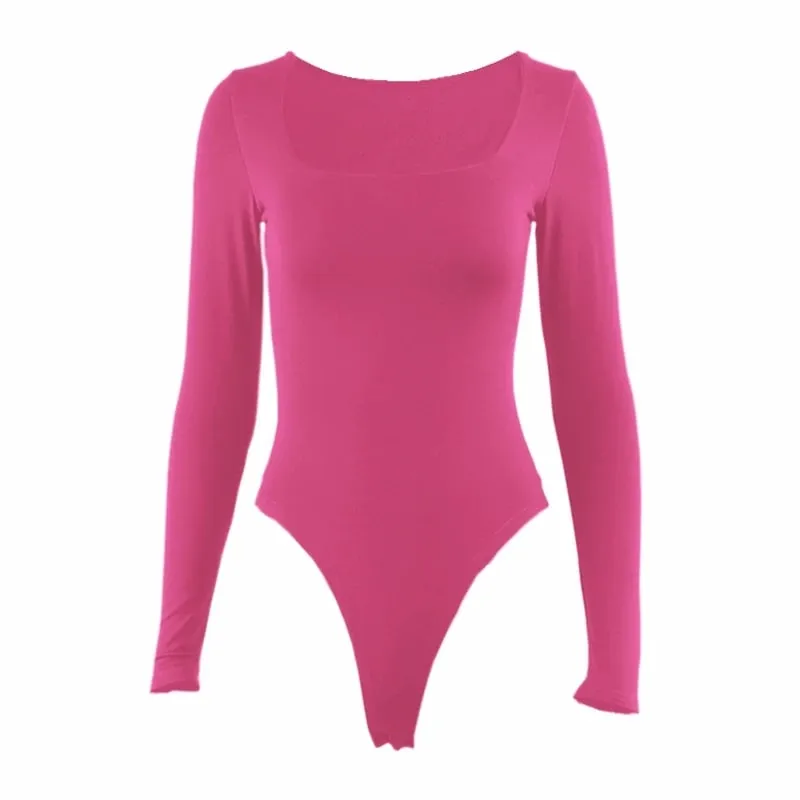 Long Sleeve Bodysuits Spring 2025 Square-Cut Collar Solid Bodycon Elastic Romper Sexy Y2k Pambabaeng Damit Fashion Club Party 2520 — image 13