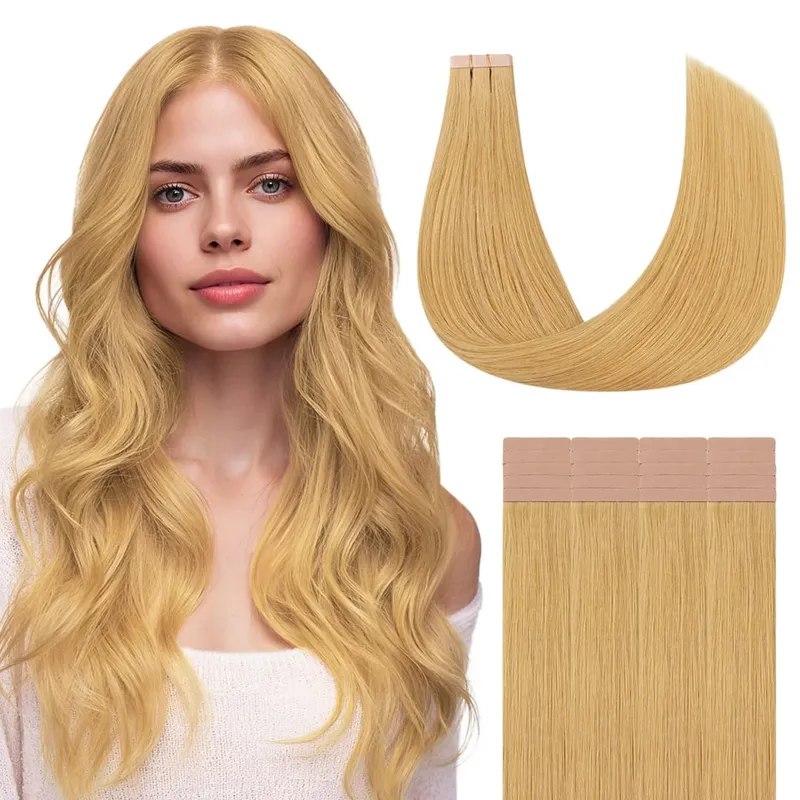 Sunmofavo Tape I Remy Human Hair Extensions Tyk Silkeagtig Lige Naturlig Brun Usynlig Tape 20 Stk Salon Grade Til Kvinder — image 13