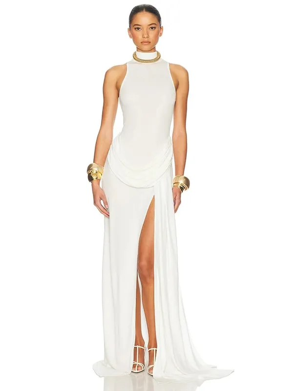 Blifanbo คอเต่า Off-ไหล่แขนกุดต้นขาแยกสูงเอว Maxi ชุดผู้หญิงแฟชั่น Club PARTY DRESS — image 5