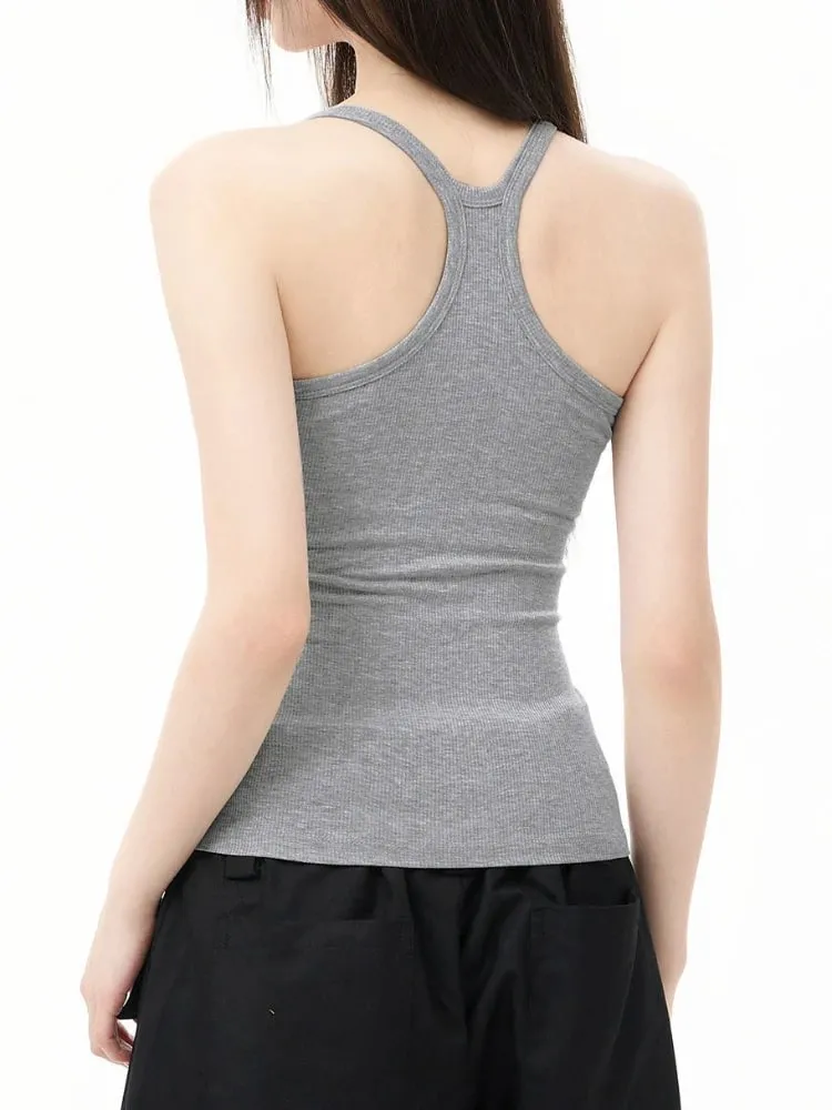 Zjaiss Elegant ถักฤดูร้อน Tank Top เกาหลี Slim Solid U คอผู้หญิง Cami Soft Ribbed Basic Layering Vest แฟชั่นสุภาพสตรี top — image 4
