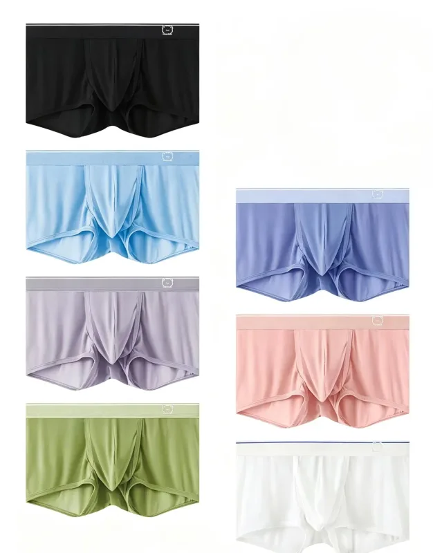 Roupa interior boxer de seda gelo masculina, cuecas de malha fina respirável de secagem rápida, cintura elástica conforto roupa interior de verão, 1 peça aleatória — image 1