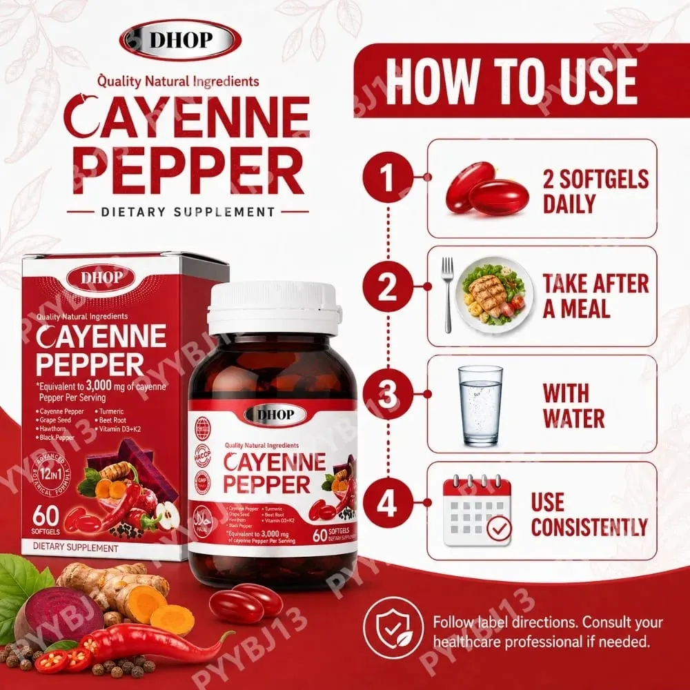 Cayenne Pepper Capsules -Daily Wellness Support- Pure Cayenne Pepper Extract - Capsaicin Supplements Vegan 60 Count unisex — image 6