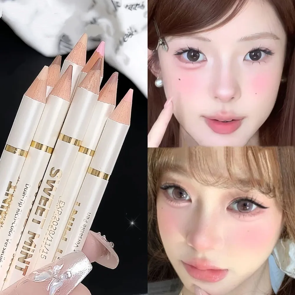 Double-ended Silkworm Eyeliner Shadow Pen 2 in 1 Nude Pink Brightening Highlighter Makeup Pencil Lasting Waterproof Eye Makeup — image 2