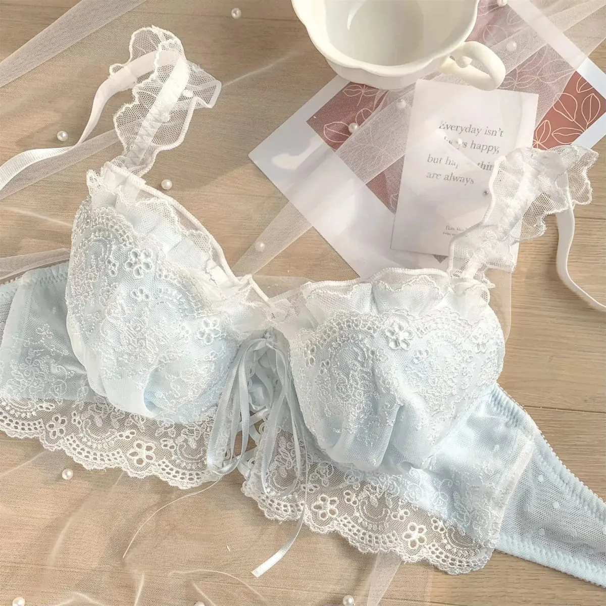 Japanese sweet underwear women's small chest pushup thin underwire adjustable bra set for girls — image 4