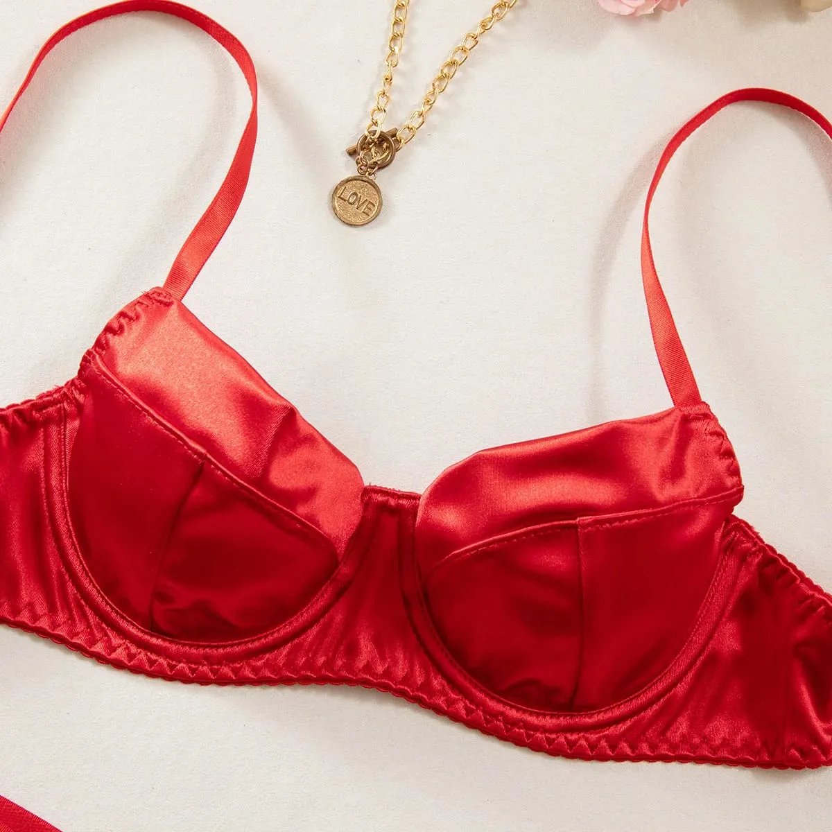 2-teiliges sexy BH-Set für Damen, Unterwäsche, Bügel, Push-Up, Satin, Patchwork-BHs und Tangas, Anzüge, attraktives Bilizna-Intim-Set — image 3