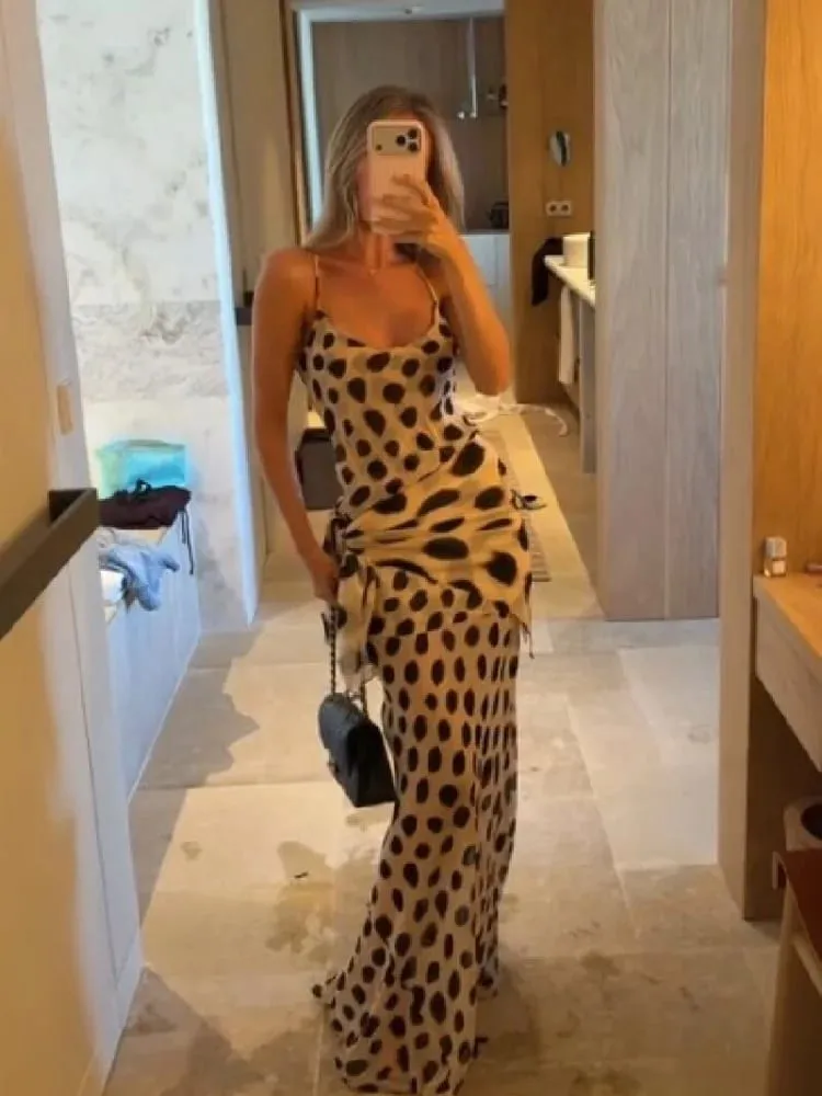 Robe Patchwork à pois pour femmes, tenue élégante, bretelles Spaghetti, coupe cintrée, moulante, vacances d'été, tenue de Club, 2026 — image 2