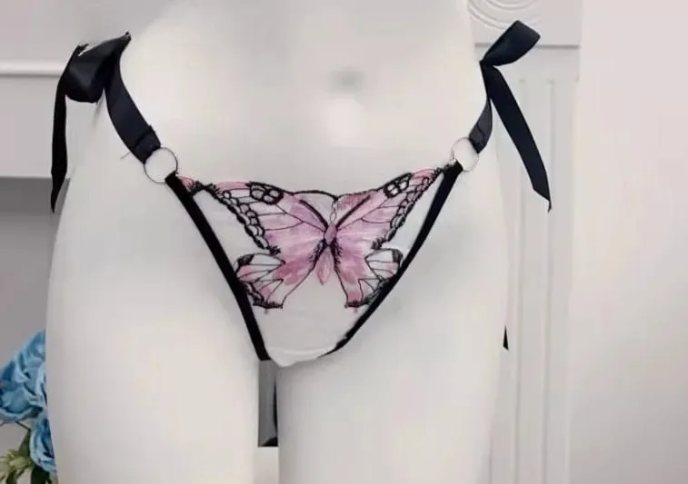 Reggente Pizzo Francese Farfalla Rete Trasparente Spalline Elastiche Senza Spugna 세트 Intimo S-XL Nuovo Morbido — image 13