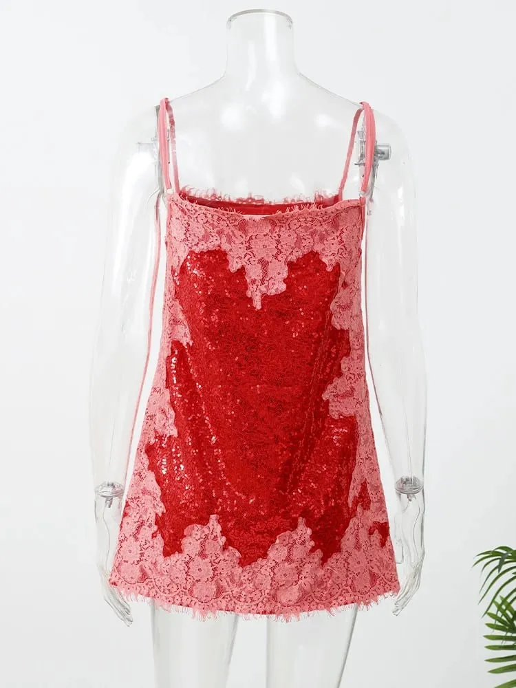 Frauen Weiß Große Pailletten Mini Slip Kleid Tiefe V Spaghetti Strap Lose Kurze Kleider Club Nacht Geburtstag Party Kleid 2026 neue — image 3
