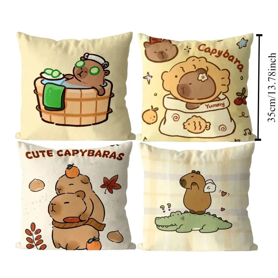 Capybara – coussin carré de dessin animé, mignon, Kawaii, taille douce, coussin de canapé, voiture, maison, chambre à coucher, décoration — image 6