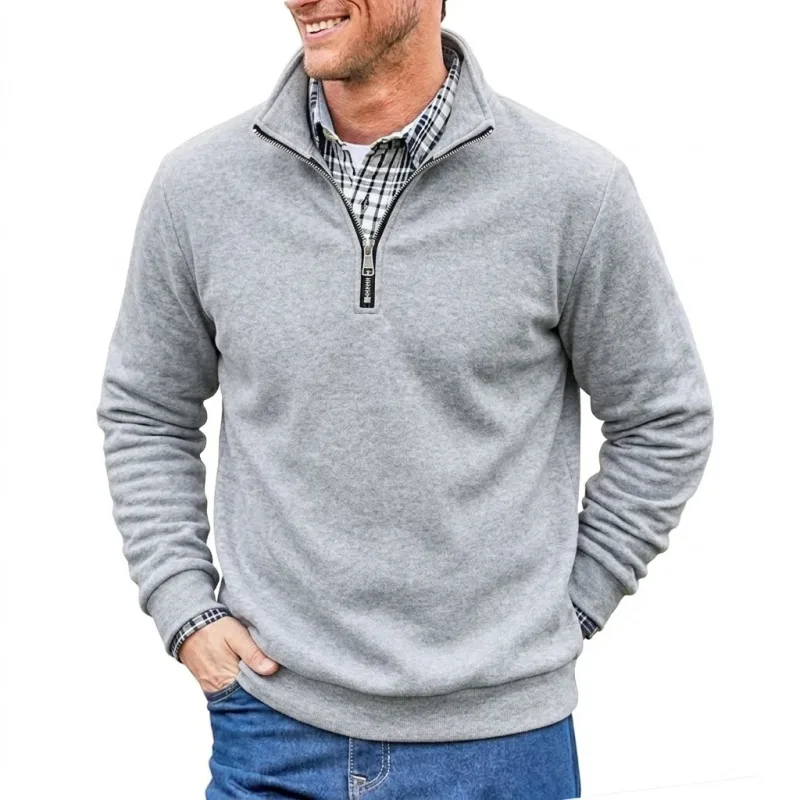 Männer Frühling und Herbst Half Zip Pullover Sweatshirts Einfarbig Outdoor Casual Tops Langarm Hoodie für Sport und Alltag — image 9