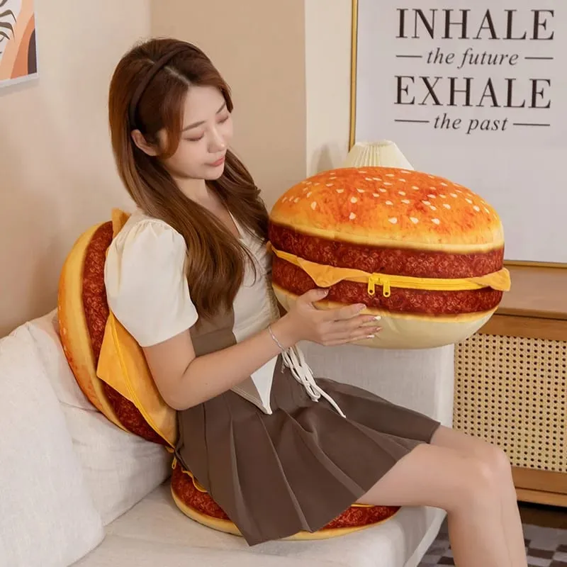40CM Simulasi Roti Mewah Bantal Hamburger Sofa Malas Beralih Ke Bantal Kursi Boneka Makanan Mainan Lucu Dekorasi Rumah Hadiah Ulang Tahun Anak-anak — image 4