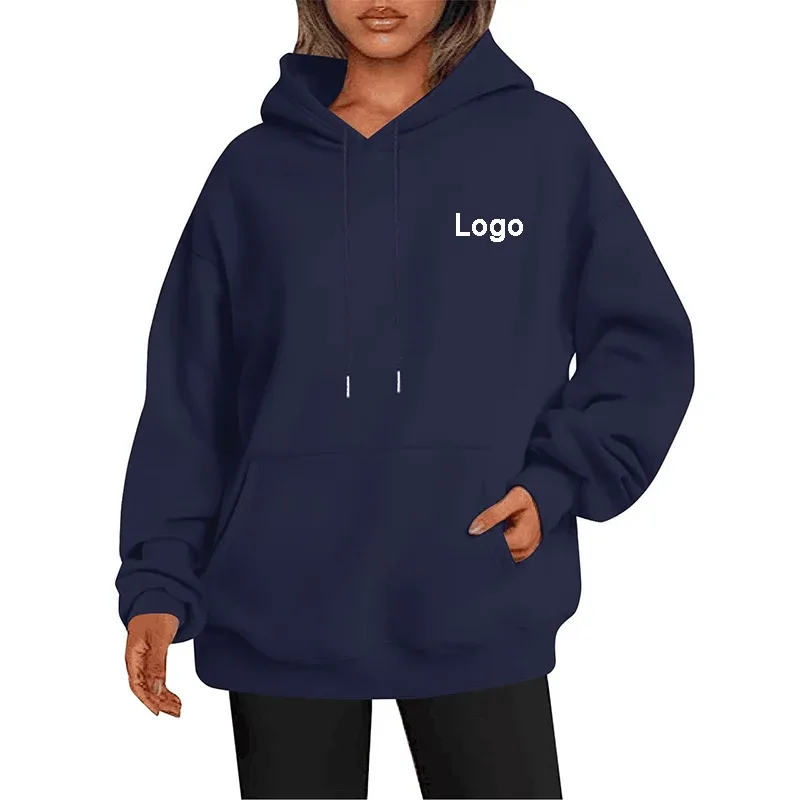 Hoodie Kebesaran Kustom Sweater Wanita Fashion Dicetak Longgar Lengan Panjang Bahu Manset Jatuh Sweater Ala Jalanan Sudadera — image 15