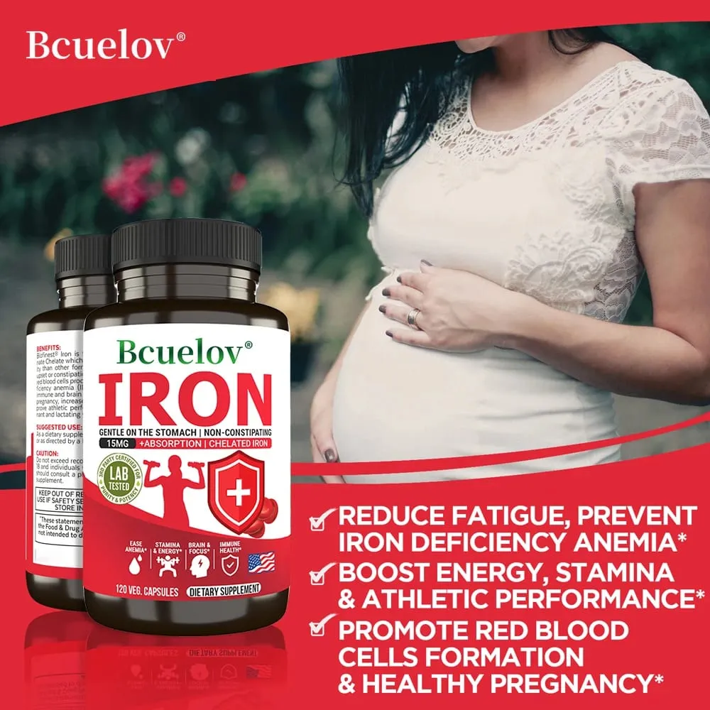 Suplement żelaza Bcuelov 15 Mg chelatowany, szybkie wchłanianie, delikatny, nie zapierający - niedokrwistość — image 3