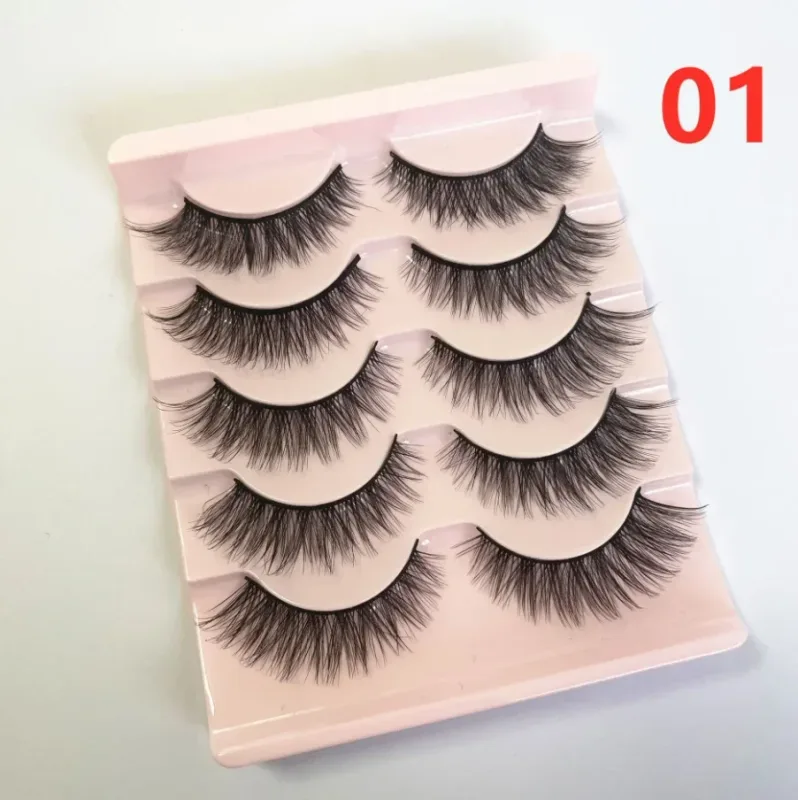 5Pairs 3D Handmade Fake Eyelashes Natural Long Thick Daily Makeup Thick Cross Eyelashes Eye Lashes