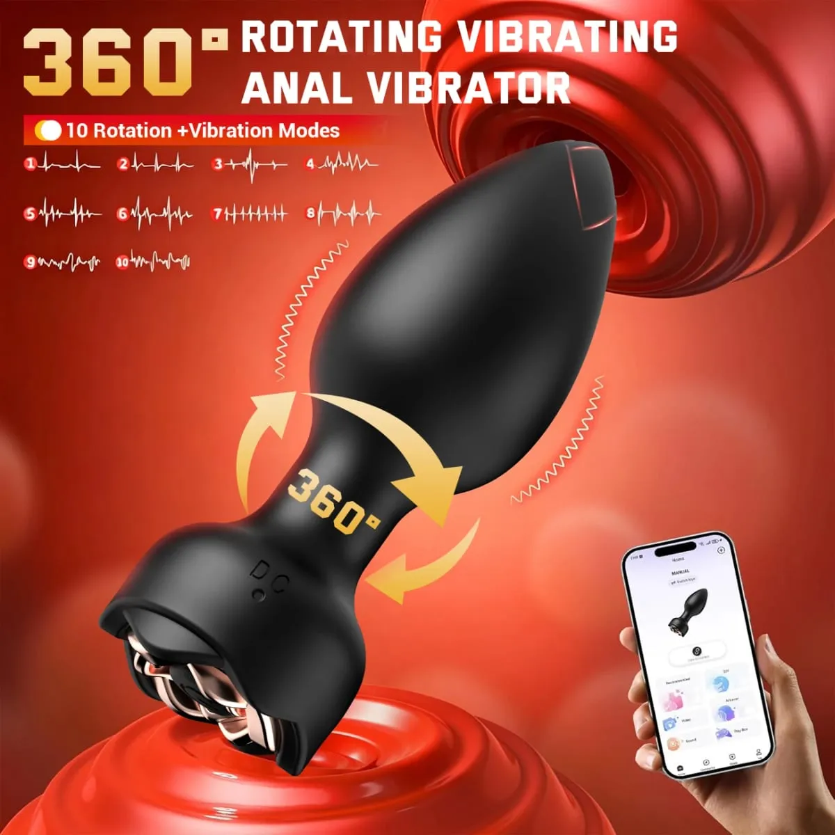 Drahtlose Steuerung 360° Rotation Wackelvibrator Butt Plug für Männer Prostatamassagegerät Homosexuell Analvibrator Analplug Erwachsene Sexspielzeug — image 2